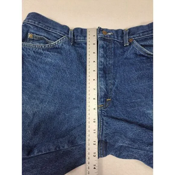 L.L. Bean Jeans‎ Mens 38×30 Vintage Blue Denim Flannel Lined Red Tartan Plaid